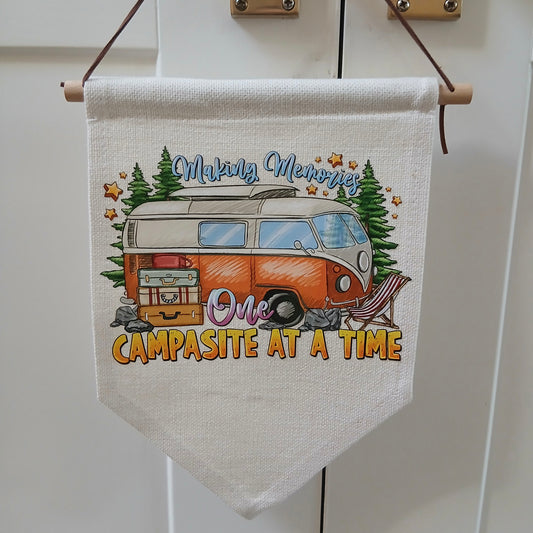 Linen Novelty Flag - "Making Memories One campasite at a time"
