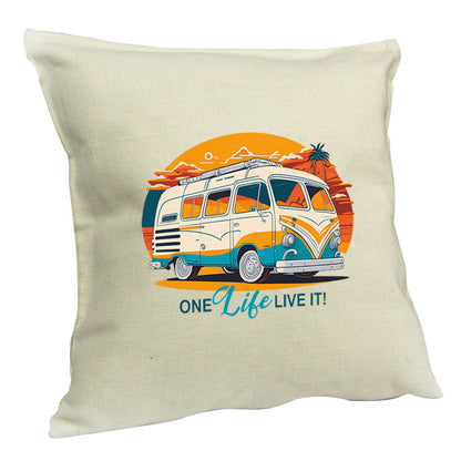 One Life Live It Retro Camper Van Cushion & Cover