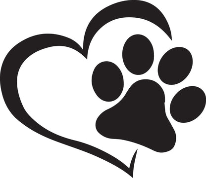 Paw & Heart Sticker 150mm Height ideal for any vehicle x1off