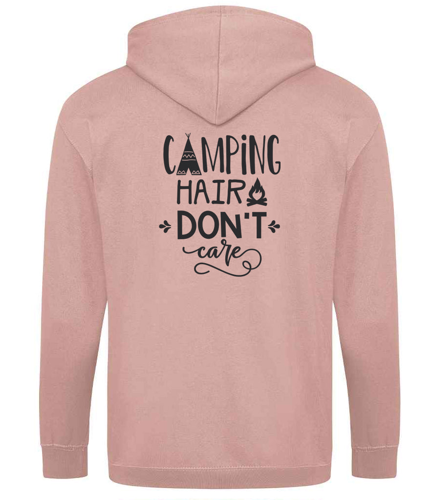 Zoodie: Unisex SoftStyle Hoodie with "Camping hair Don't Care" on (Various colours & sizes) available)