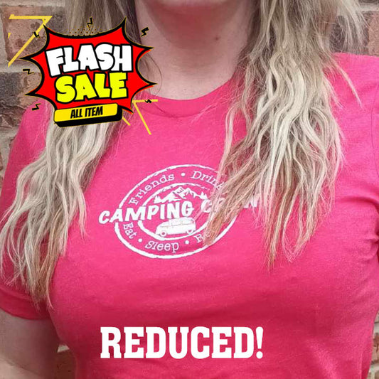 SALE! LAST ONE! Unisex Red "Camping Crew" T shirt - Medium -  Now £5.00