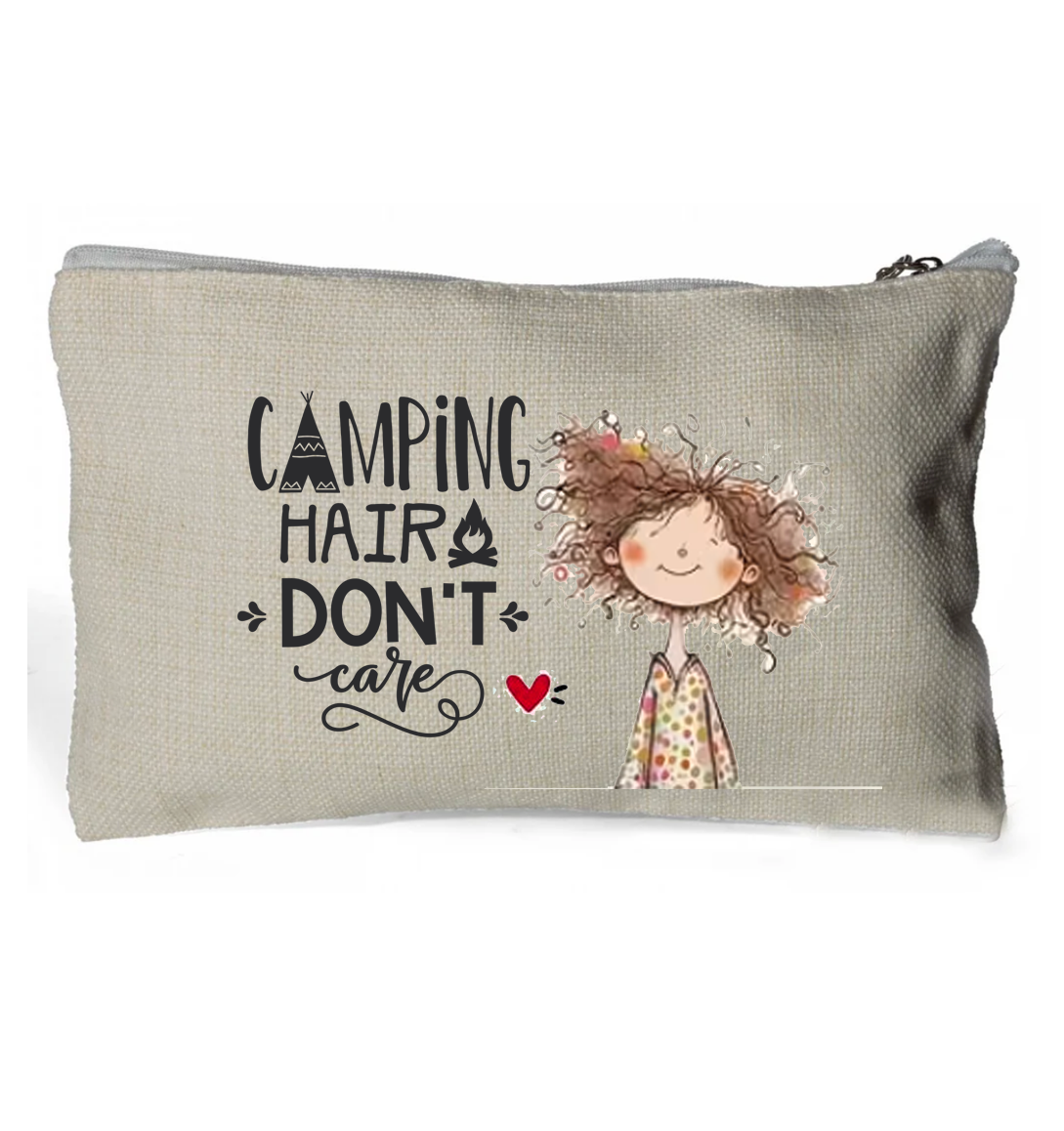 Camping Hair Don't Care 2 - Linen Handy Bag 15 x 24cm