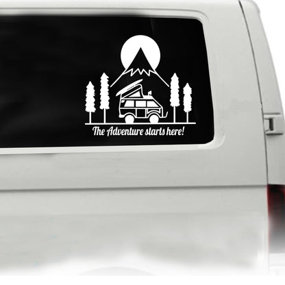The Adventure Starts Here Sticker (2 size options available)