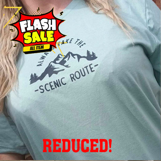 SALE! LAST ONE! Unisex Seafoam "Take Scenic route" T shirt - X Large -  Now £5.00