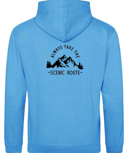 Hoodie: Unisex Gildan SoftStyle Hoodie with ""Always Take The Scenic Route" on (Various colours & sizes available)