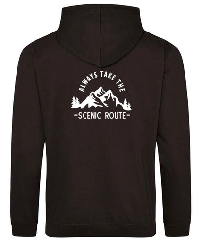 Hoodie: Unisex Gildan SoftStyle Hoodie with ""Always Take The Scenic Route" on (Various colours & sizes available)