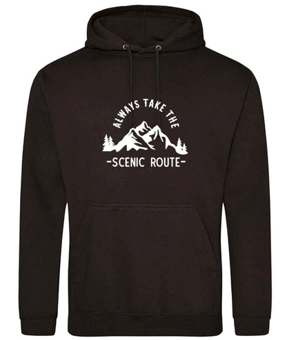 Hoodie: Unisex Gildan SoftStyle Hoodie with ""Always Take The Scenic Route" on (Various colours & sizes available)