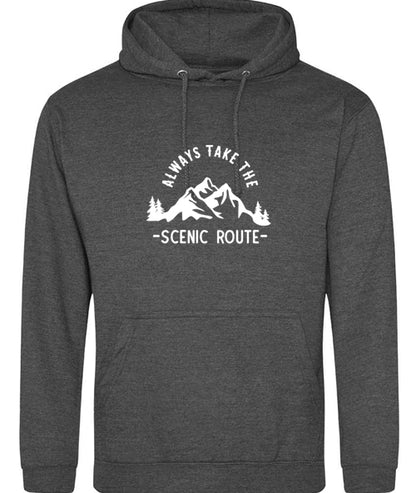 Hoodie: Unisex Gildan SoftStyle Hoodie with ""Always Take The Scenic Route" on (Various colours & sizes available)