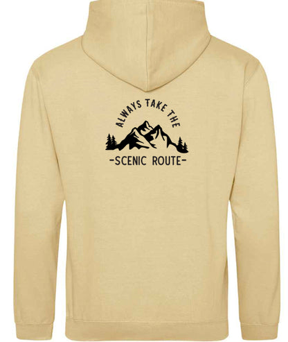 Hoodie: Unisex Gildan SoftStyle Hoodie with ""Always Take The Scenic Route" on (Various colours & sizes available)