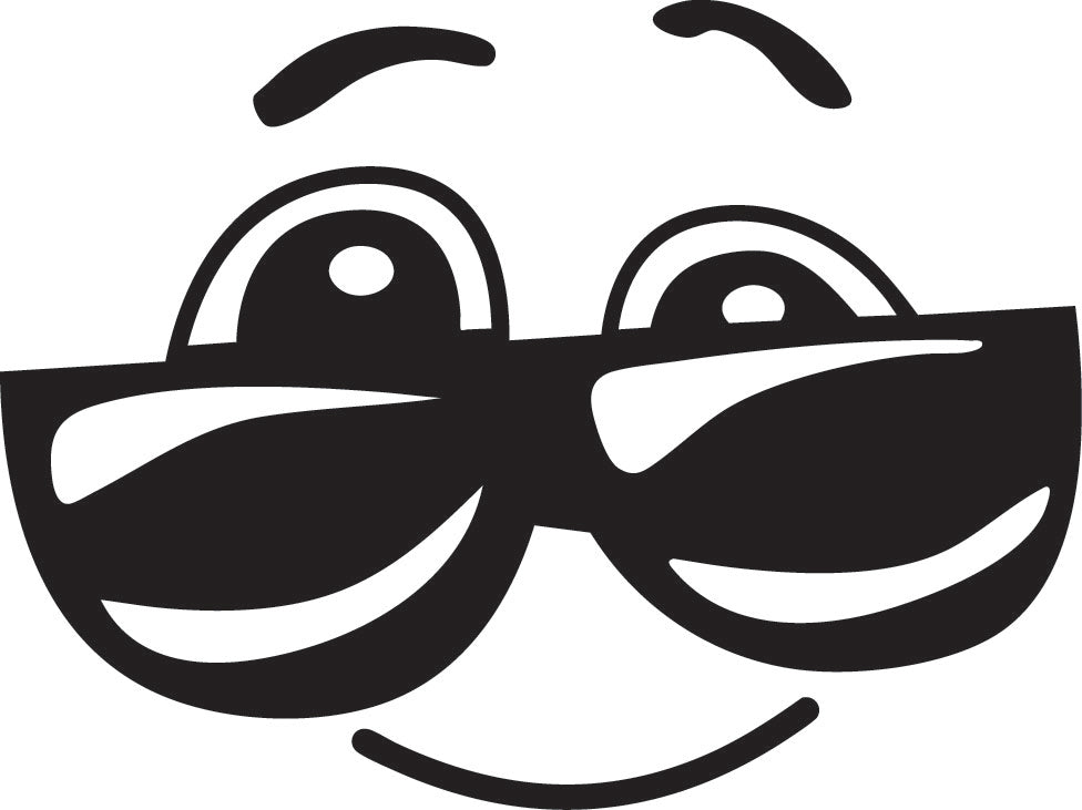 Sunglasses Face Sticker ideal for any vehicle (4 size options available singles or pairs)
