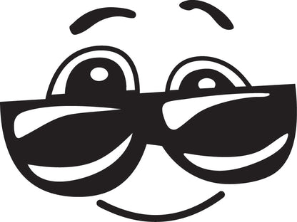 Sunglasses Face Sticker ideal for any vehicle (4 size options available singles or pairs)