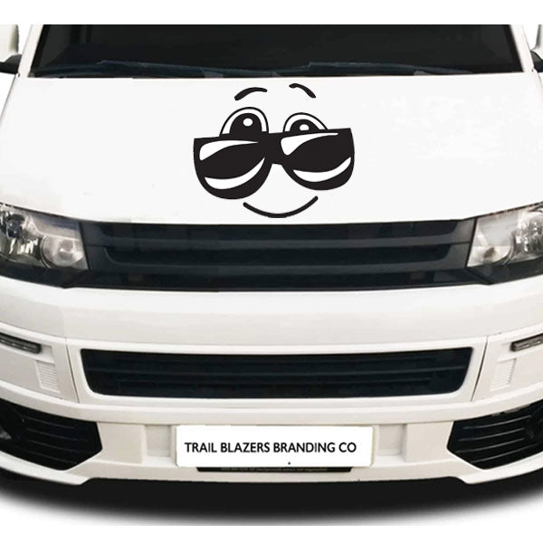 Sunglasses Face Sticker ideal for any vehicle (4 size options available singles or pairs)