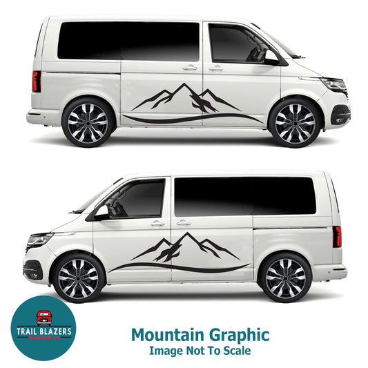 Sticker:- Camper Mountain Swish Vinyl Vehicle Graphic x2 off (3 lengths available)
