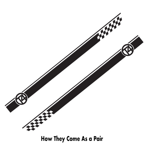 VW T4 Chequered Twin Vehicle Stripes Pair Ideal Any VW (2 lengths Various colours)