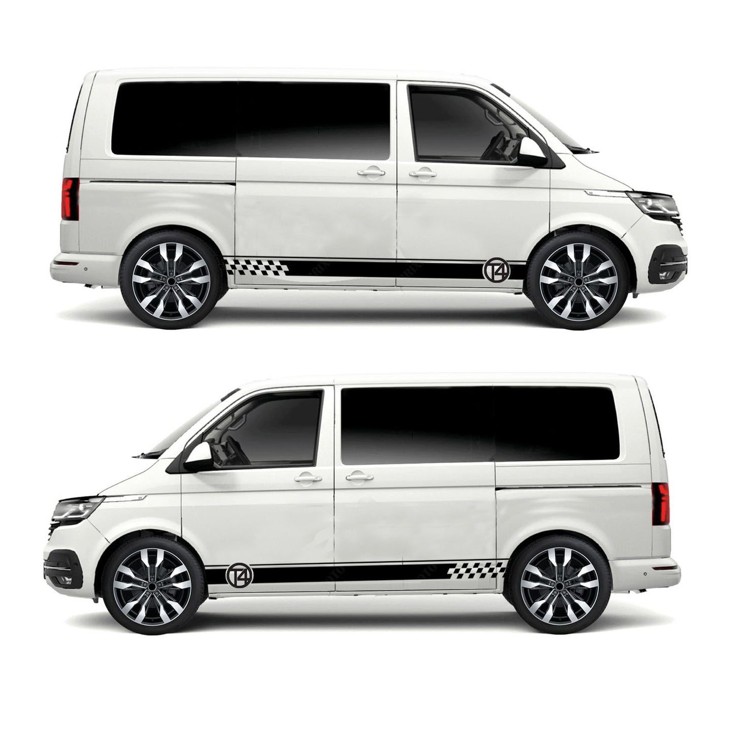 VW T4 Chequered Twin Vehicle Stripes Pair Ideal Any VW (2 lengths Various colours)