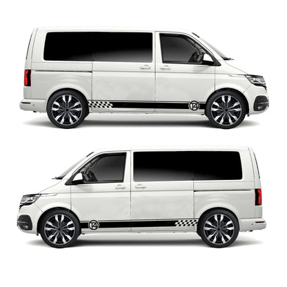 VW T4 Chequered Twin Vehicle Stripes Pair Ideal Any VW (2 lengths Various colours)