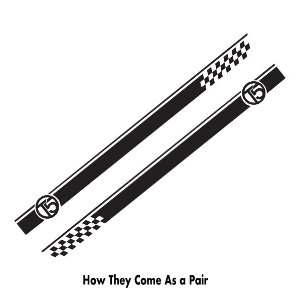 VW T5 Chequered Twin Vehicle Stripes Pair Ideal Any VW (2 lengths Various colours)