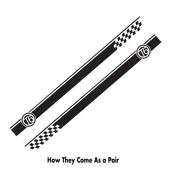VW T6 Chequered Twin Vehicle Stripes Pair Ideal Any VW (2 lengths Various colours)