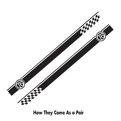 VW T6 Chequered Twin Vehicle Stripes Pair Ideal Any VW (2 lengths Various colours)