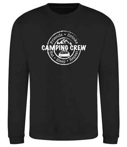 Sweatshirt: Unisex Camping Crew Sweatshirt (8 Colours available & from Xs to 5XXL)