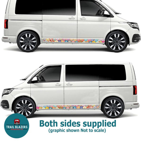 New Stripes: Floral Print Coloured Speed Design Stripes - Suitable For Most Vehicles