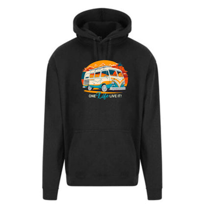 "Retro Van One Life Graphic"  Unisex PRO RTX RX350 - Ultimate Comfort Pro Hoodie with Brushed Fleece (Various Sizes)