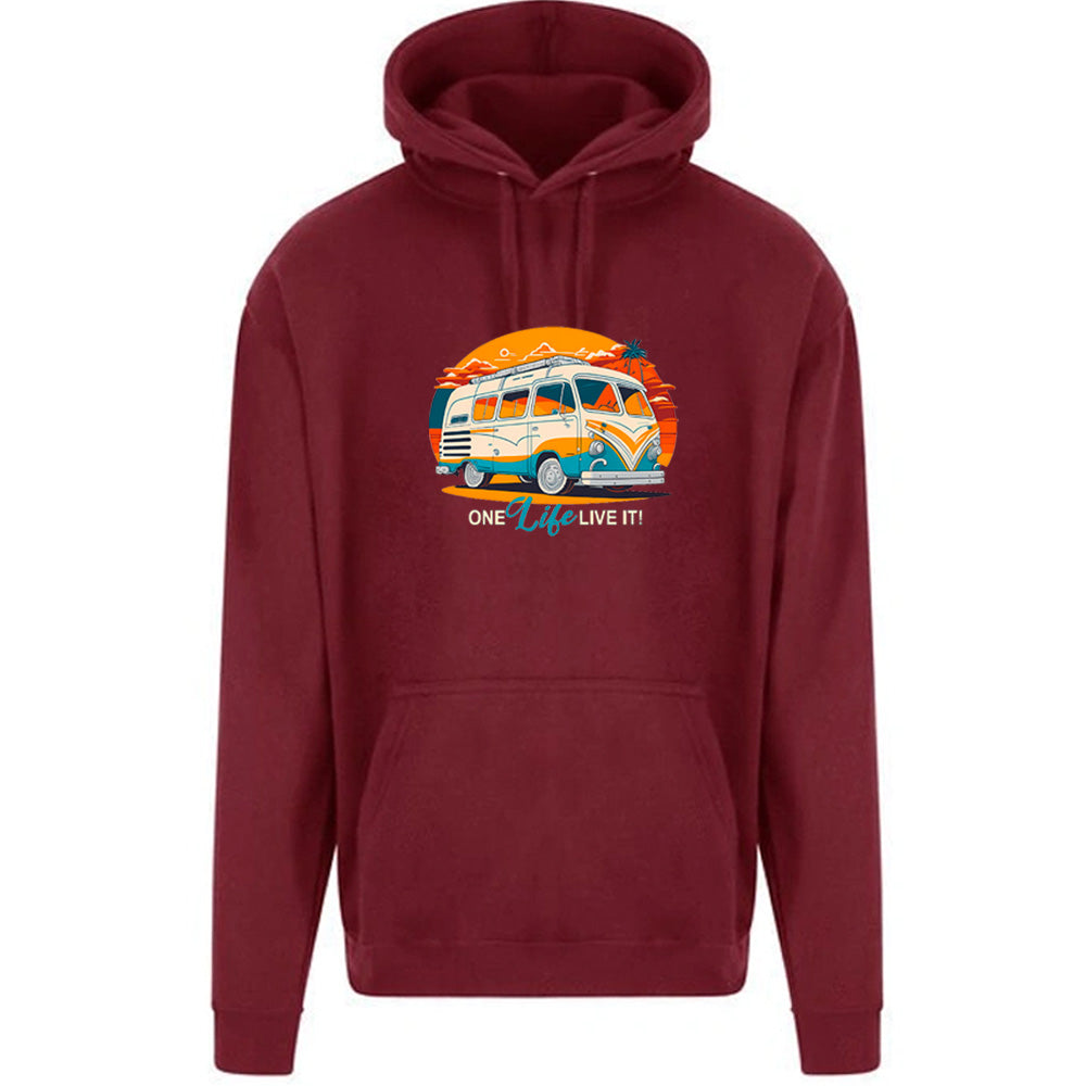 "Retro Van One Life Graphic"  Unisex PRO RTX RX350 - Ultimate Comfort Pro Hoodie with Brushed Fleece (Various Sizes)