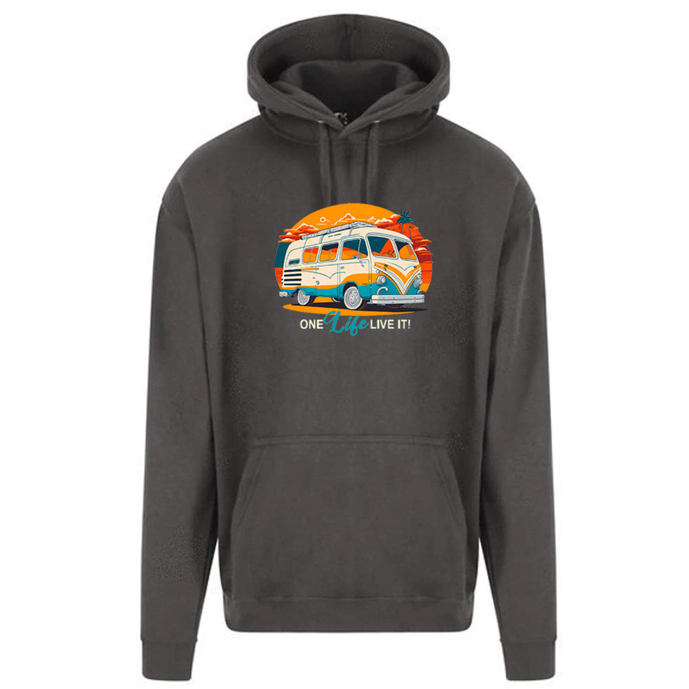 "Retro Van One Life Graphic"  Unisex PRO RTX RX350 - Ultimate Comfort Pro Hoodie with Brushed Fleece (Various Sizes)