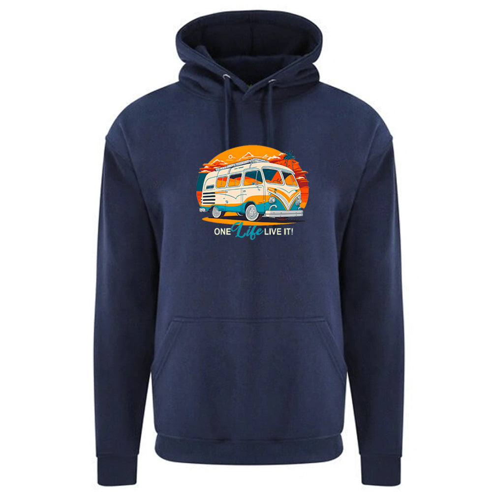 "Retro Van One Life Graphic"  Unisex PRO RTX RX350 - Ultimate Comfort Pro Hoodie with Brushed Fleece (Various Sizes)