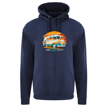 "Retro Van One Life Graphic"  Unisex PRO RTX RX350 - Ultimate Comfort Pro Hoodie with Brushed Fleece (Various Sizes)