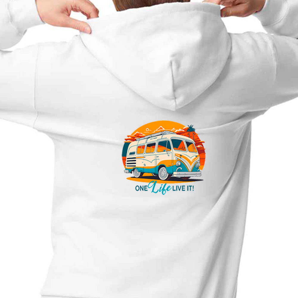 "Retro Van One Life Graphic"  Unisex PRO RTX RX350 - Ultimate Comfort Pro Hoodie with Brushed Fleece (Various Sizes)