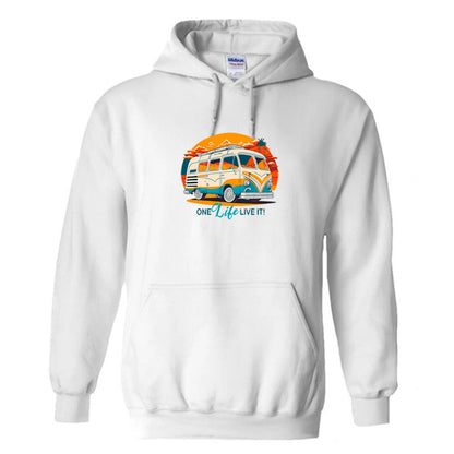"Retro Van One Life Graphic"  Unisex PRO RTX RX350 - Ultimate Comfort Pro Hoodie with Brushed Fleece (Various Sizes)
