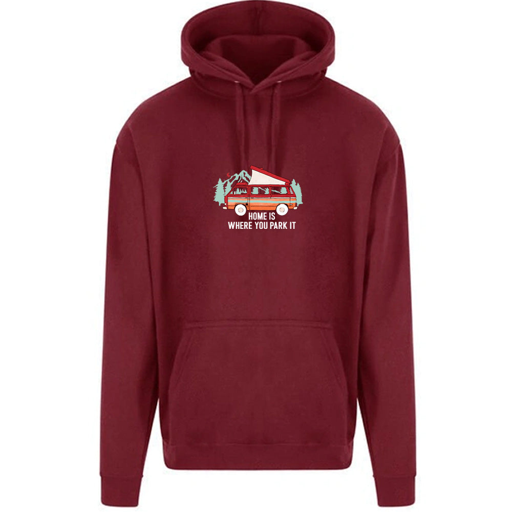 "Home Is Where You Park It - Red Camper Graphic"  Unisex PRO RTX RX350 - Ultimate Comfort Pro Hoodie with Brushed Fleece (Various Sizes)