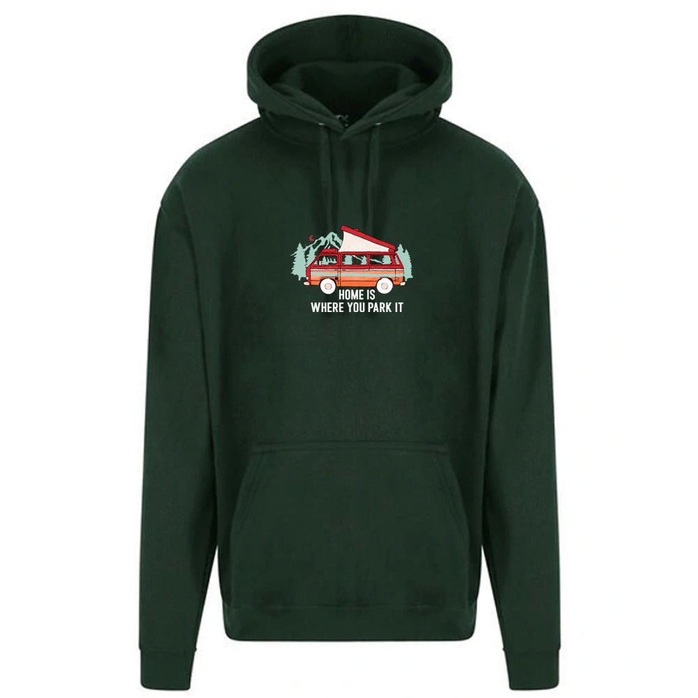 "Home Is Where You Park It - Red Camper Graphic"  Unisex PRO RTX RX350 - Ultimate Comfort Pro Hoodie with Brushed Fleece (Various Sizes)