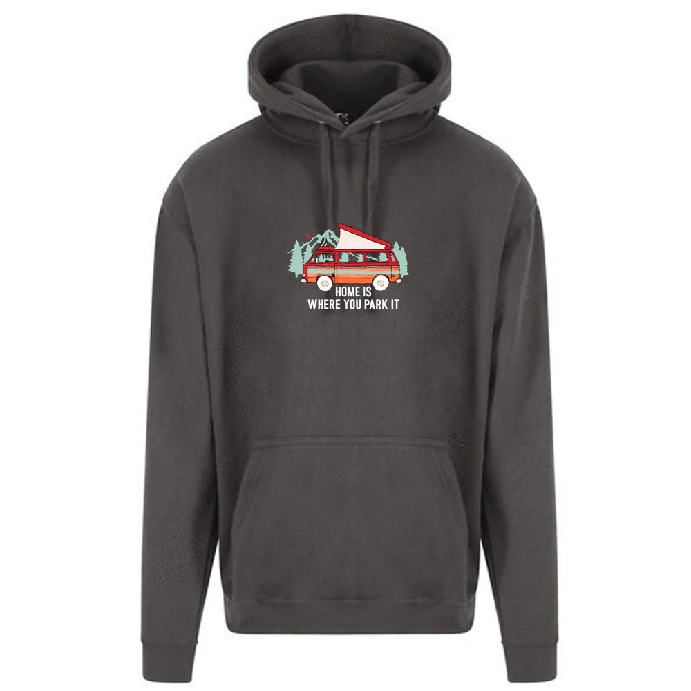 "Home Is Where You Park It - Red Camper Graphic"  Unisex PRO RTX RX350 - Ultimate Comfort Pro Hoodie with Brushed Fleece (Various Sizes)