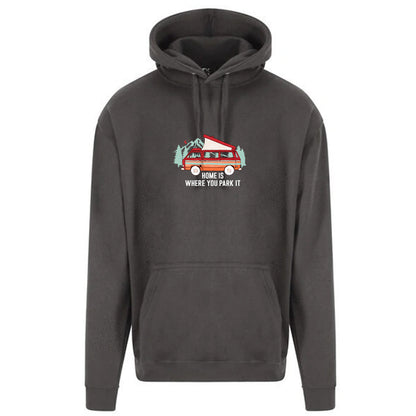 "Home Is Where You Park It - Red Camper Graphic"  Unisex PRO RTX RX350 - Ultimate Comfort Pro Hoodie with Brushed Fleece (Various Sizes)