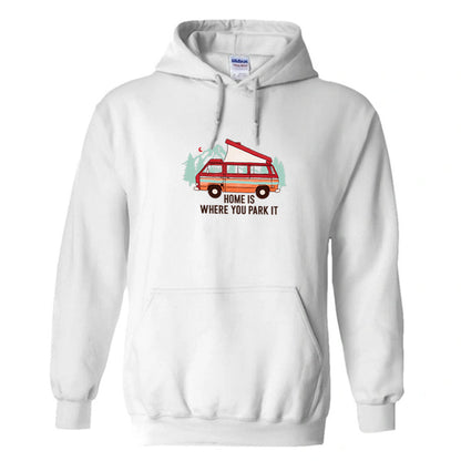 "Home Is Where You Park It - Red Camper Graphic"  Unisex PRO RTX RX350 - Ultimate Comfort Pro Hoodie with Brushed Fleece (Various Sizes)