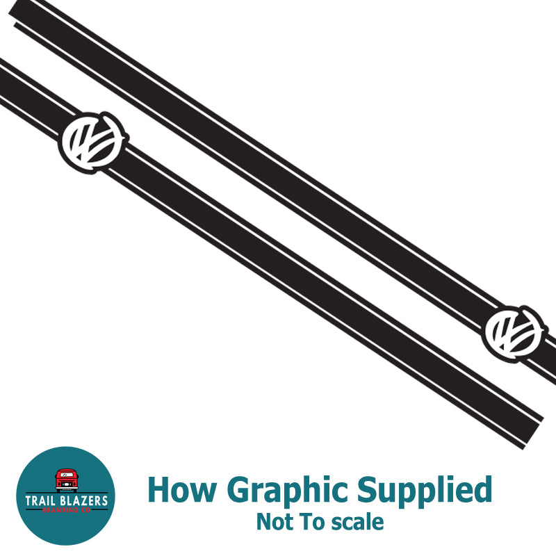 VW Swirl Twin Vehicle Stripes Pair Any VW (2 lengths Various colours)