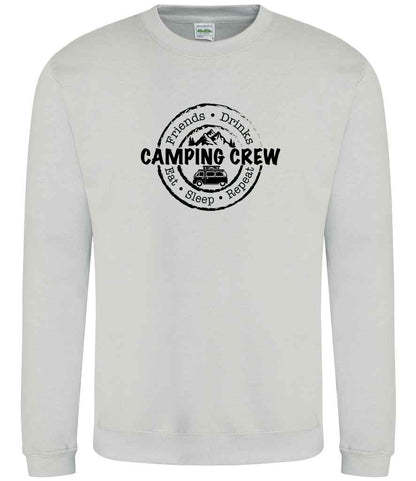 Sweatshirt: Unisex Camping Crew Sweatshirt (8 Colours available & from Xs to 5XXL)