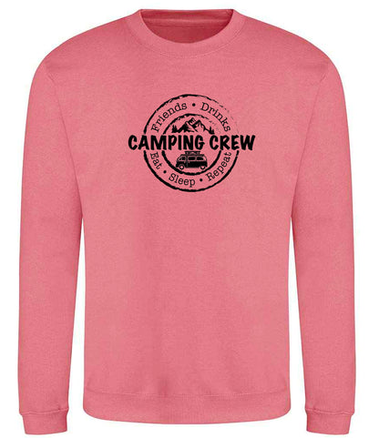 Sweatshirt: Unisex Camping Crew Sweatshirt (8 Colours available & from Xs to 5XXL)