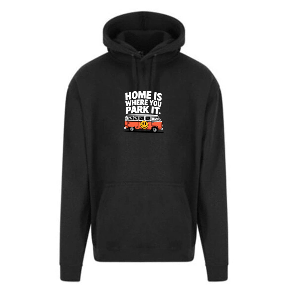 "Home Is Where You park It Orange Camper" Unisex PRO RTX RX350- Ultimate Comfort Pro Hoodie with Brushed Fleece (various Sizes)