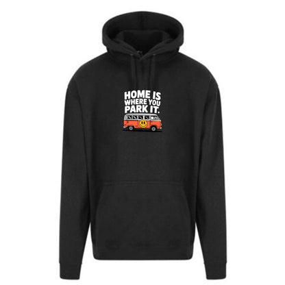 "Home Is Where You park It Orange Camper" Unisex PRO RTX RX350- Ultimate Comfort Pro Hoodie with Brushed Fleece (various Sizes)