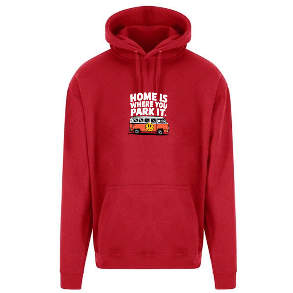 "Home Is Where You park It Orange Camper" Unisex PRO RTX RX350- Ultimate Comfort Pro Hoodie with Brushed Fleece (various Sizes)