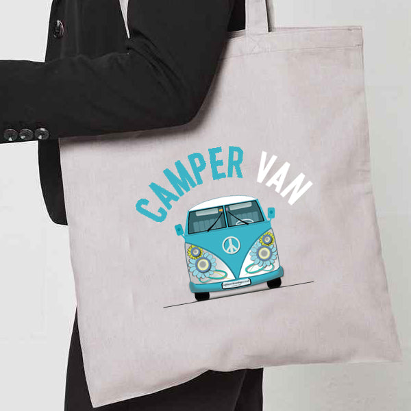 Natural Tote Bag With "Camper van" on both sides