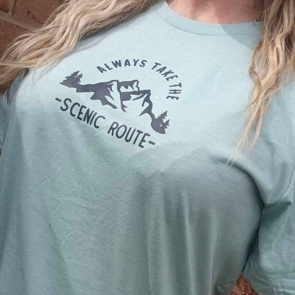 Sweatshirt: Unisex "Always Take The Scenic Route" Sweatshirt (9 Colours available & from Xs to 5XXL)