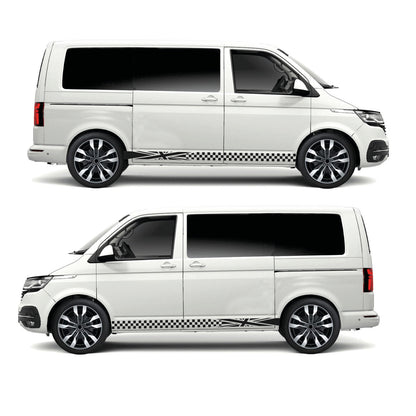 Camper Van | Van | Car| Union Jack Checkered Stripes Pair (2 sizes available Various Colours)