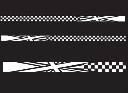 Camper Van | Van | Car| Union Jack Checkered Stripes Pair (2 sizes available Various Colours)