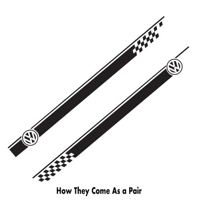 VW Chequered Twin Vehicle Stripes Pair Ideal Any VW (2 lengths Various colours)