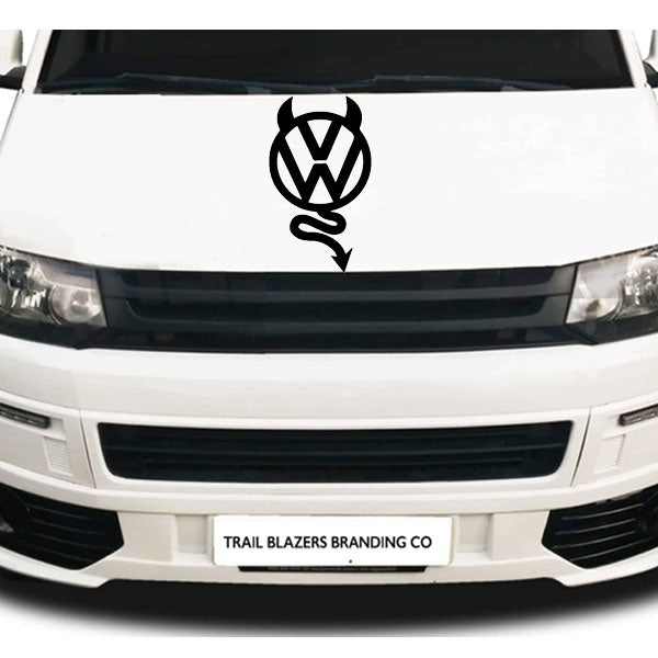 VW Devil Logo Sticker ideal for any VW vehicle (4 size options available singles or pairs)