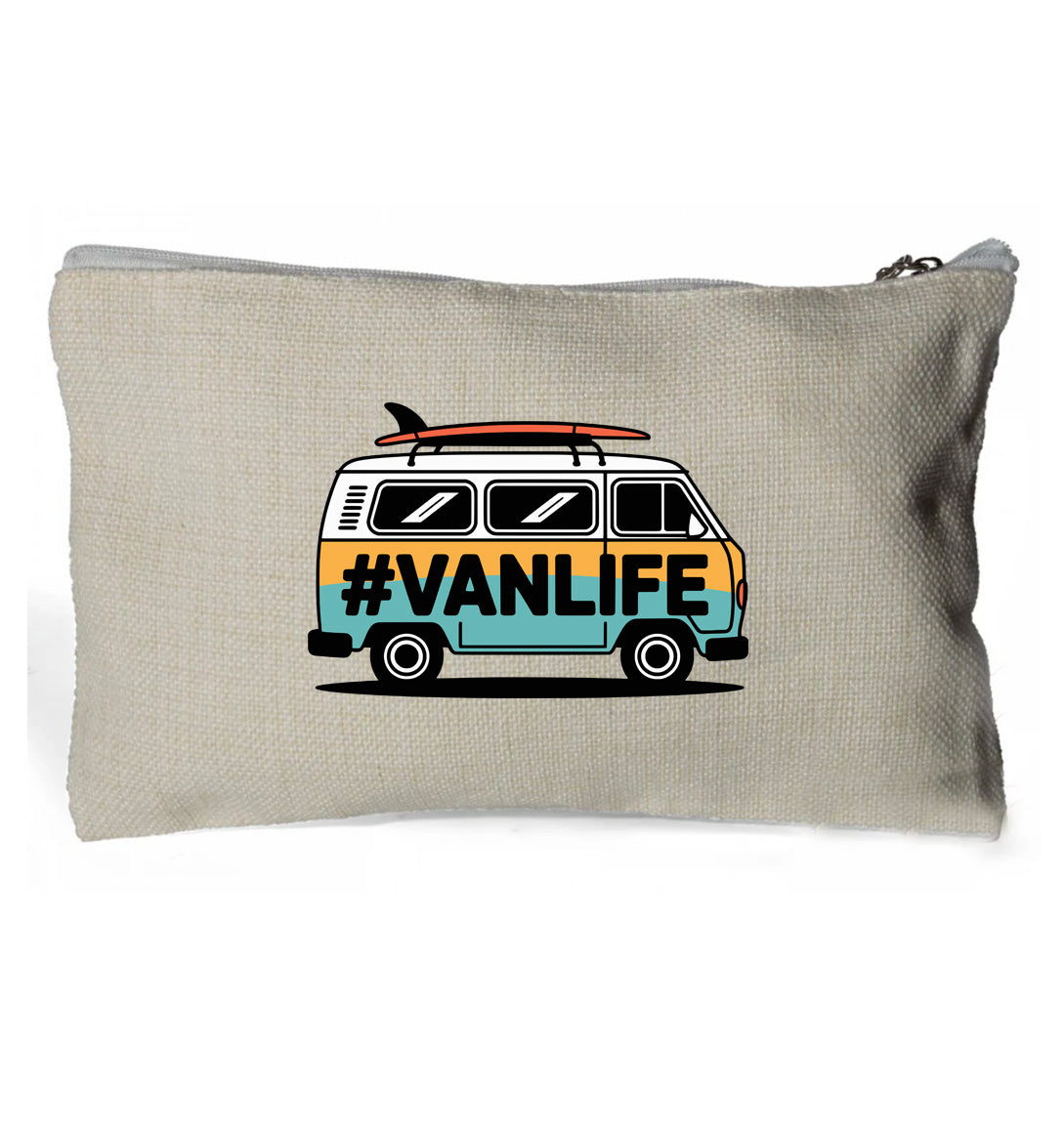 #Vanlife Van - Linen Zip Handy Bag 15 x 24cm (no contents)